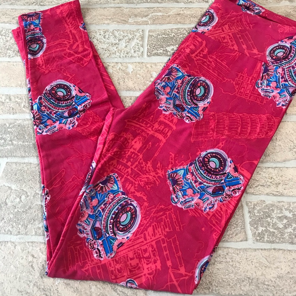 LuLaRoe leggings OS cameras landmarks pink NWOT